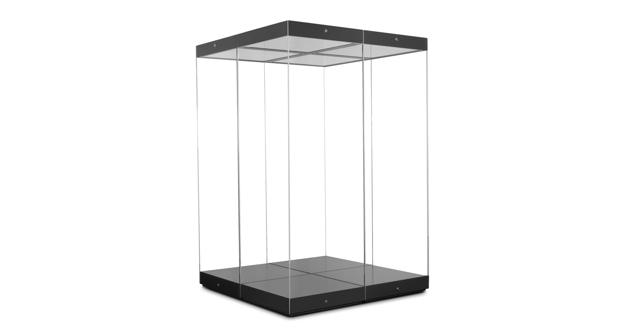Eine Kombination von vier Modulvitrinen zu einer großen Modulvitrine