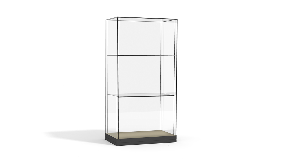 Hochvitrine H12 mit abgehangenen Tablaren
