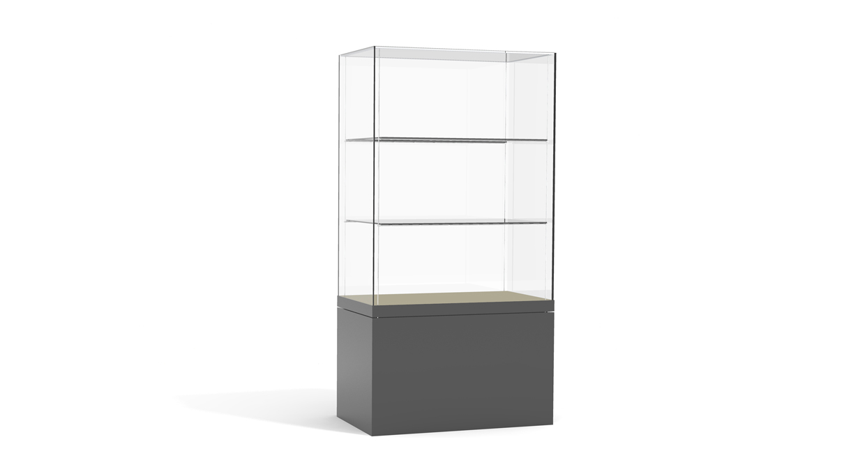 Hochvitrine H14 mit abgehängten Tablaren