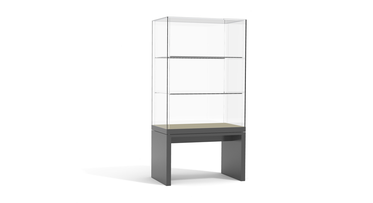 Hochvitrine H16 mit abgehängten Tablaren