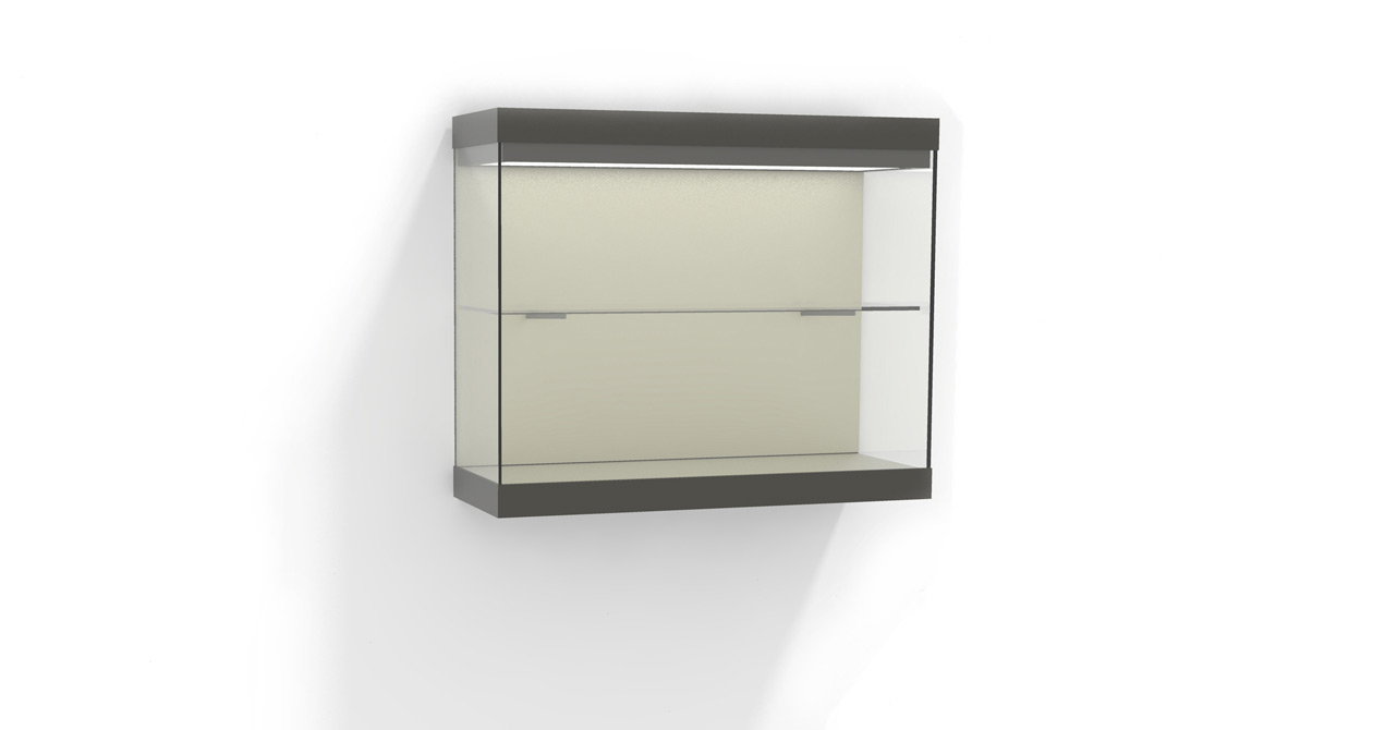 Wandvitrine W52 mit Tablar und Lichtkasten
